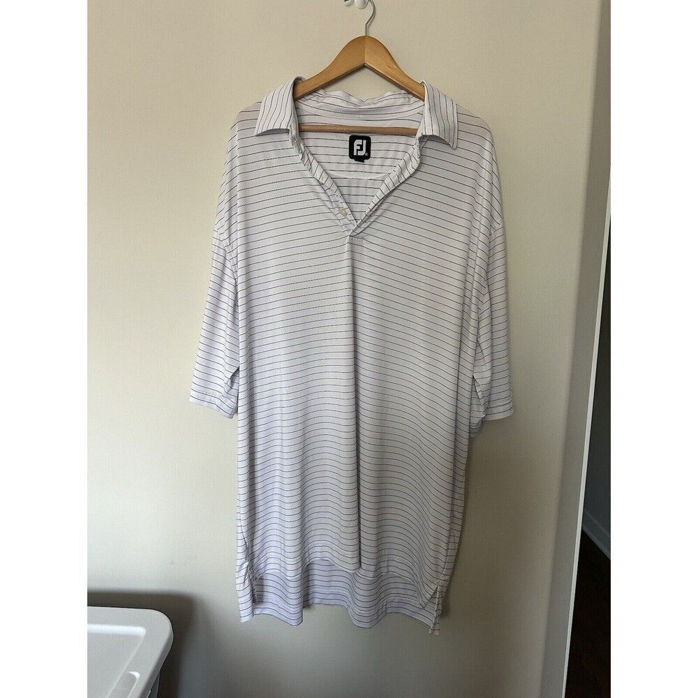 Footjoy Golf Polo White Black Stripes Men’s XXL